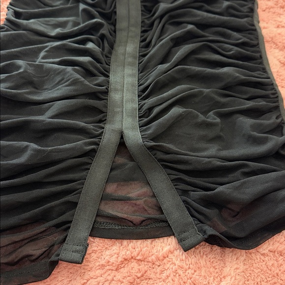 Fashion Nova Midi Black Gathered Dress - Picture 9 of 10